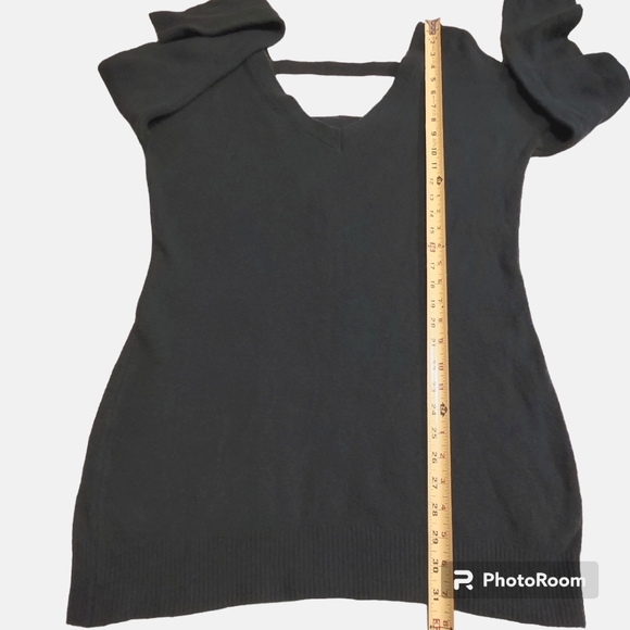 Ruby Moon Soft V-Neck Strappy Back Forest Green Pullover Sweater Sz Large EUC - Picture 5 of 7